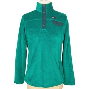 Patagonia Teal Green Re-Tool Snap-T Pullover Fleece Sweater- Child Girls XXL 2XL